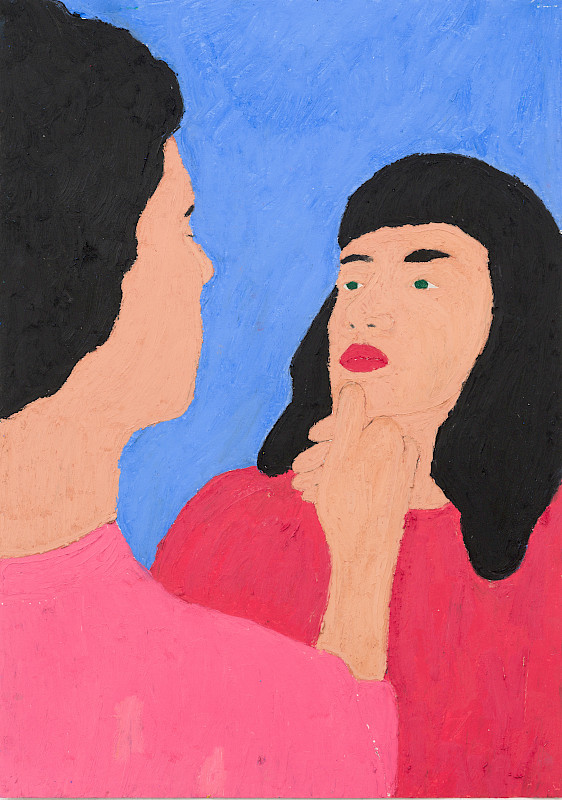 Hand am Kinn, Ölpastell auf Leinwand, 127 x 97 cm