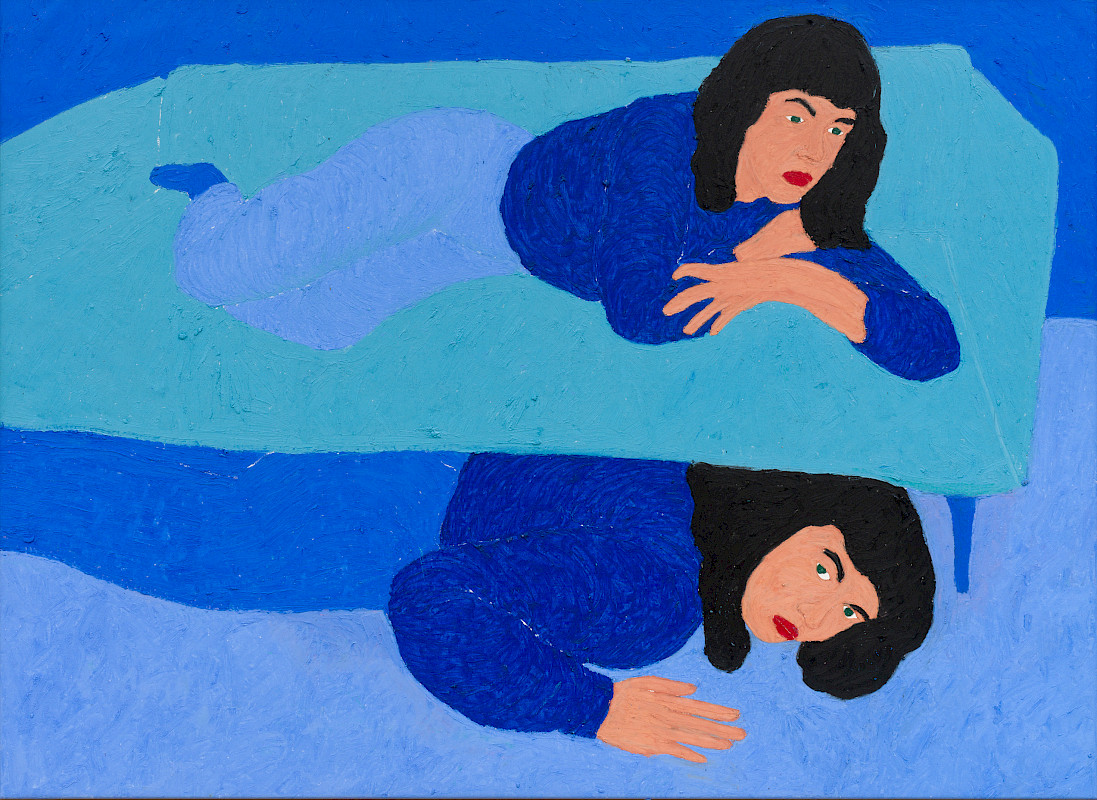 Über und unter dem Sofa, Ölpastell auf leinwand, 133 x 98 cm