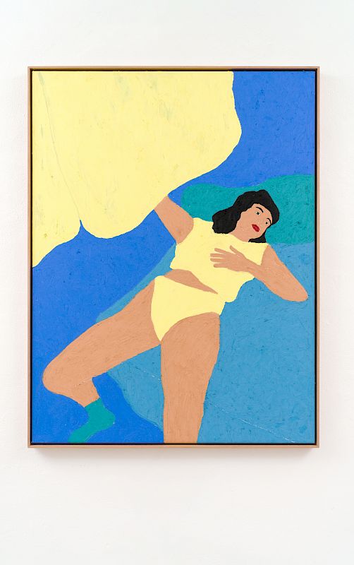 Bett, Ölpastell auf Leinwand, 127 x 97 cm