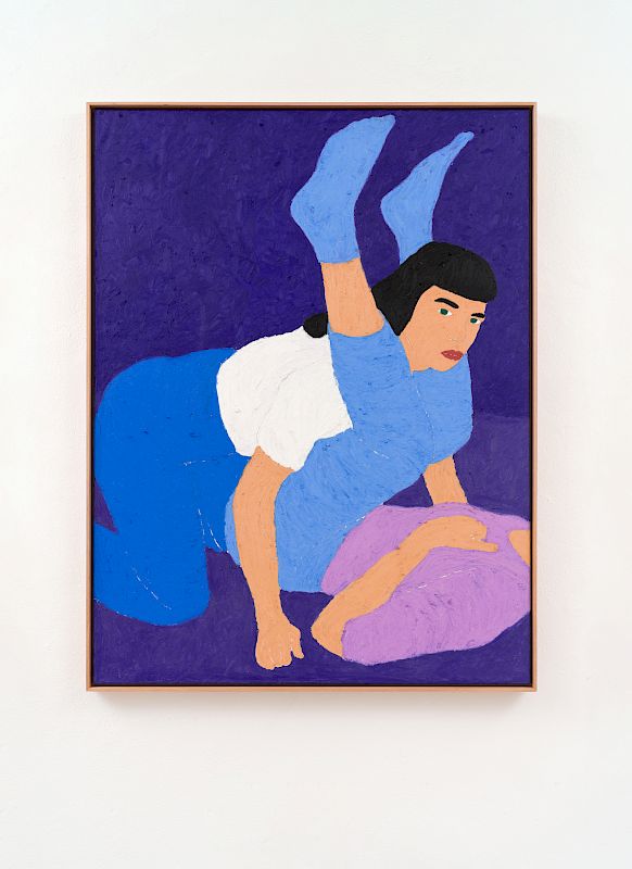 Blaue Socken, Ölpastell auf Leinwand, 127 x 97 cm